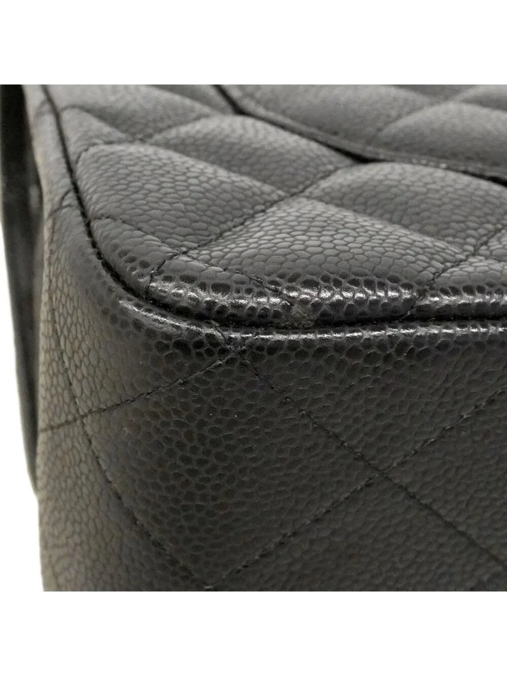 Chanel Shoulder Bag Maxi Quilted Caviar Leather Black Gold